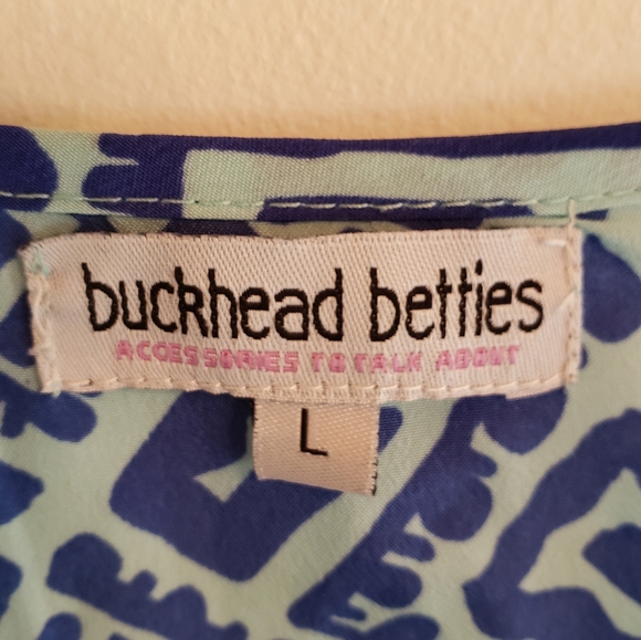 Buckhead Bettie blue and pale green batik print racerback tank top - Picture 5 of 7